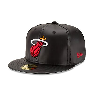 #ad 70344056 Mens New Era NBA 59Fifty 5950 Faux Leather Fitted Miami Heat $26.99