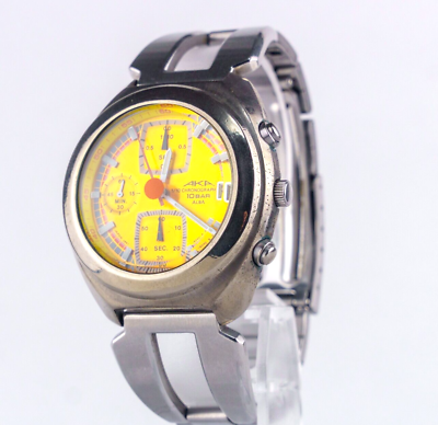 #ad Seiko ALBA AKA V657 6030 Quartz Orange Men#x27;s Chrono Watch Vintage Excellent 1049 $115.60