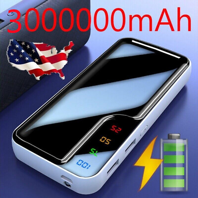 #ad Power Bank 3000000mAh 2 USB Backup External Battery Charger Pack for Cell Phone $19.45