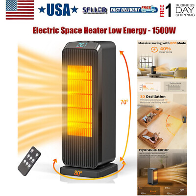 #ad #ad 1800W Portable Electric Heater with Thermostat ECO Remote Control Space Heater $51.99