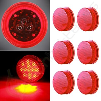 #ad 6x Red 2.5quot; Round 13 LED Truck Trailer Light Side Marker Clearance Lamp $18.71
