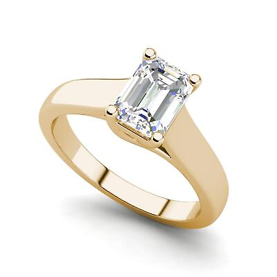 #ad Trellis Solitaire 1 Ct VS2 H Emerald Cut Diamond Engagement Ring Treated $3120.66