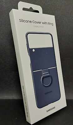 #ad Genuine Samsung Galaxy Z Flip4 Silicone Cover Case with Ring Navy Blue EF PF721 $10.00