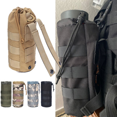 #ad Tactical Molle Water Bottle Bag Holder Water Pouch Outdoor Travel Kettle Carrier $9.99