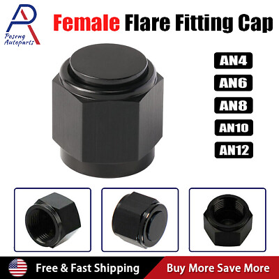 #ad 4 6 8 10 12 AN Female Flare Fitting Cap Block Off Nut Aluminum For Fuel Systems $5.39