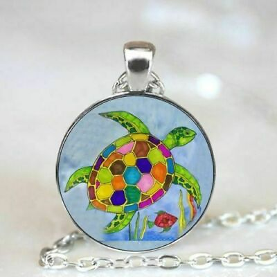#ad COLORFUL TURTLE charm pendant Sterling 925 Silver plated 18quot; necklace Gold Gift $19.89