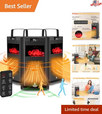 #ad Fast Heating Portable Space Heater with Infrared Sensor amp; Fireplace Flame Effect $54.25