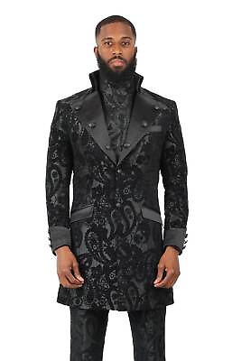#ad BARABAS Men#x27;s Paisley Peak Lapel Luxury Embroidered Blazer 2LBL01 $374.00
