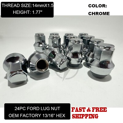 FIT FORD F 150 2015 2020 OEM REPLACEMNT SOLID LUG NUTS 14X1.5 THREAD CHROME 24PC $33.99
