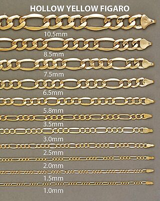 #ad Genuine 18K Yellow Gold Filled Italian Figaro Chain Necklace Many Width Length $28.99