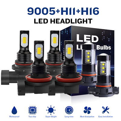 #ad 6000K LED Headlight Fog Light Bulbs set For Chevy Silverado 1500 2500 2007 2015 $39.99