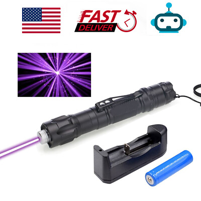 #ad 900Miles 405nm Blue Purple Laser Pointer Pen Visible Beam LightBattCharger US $12.99