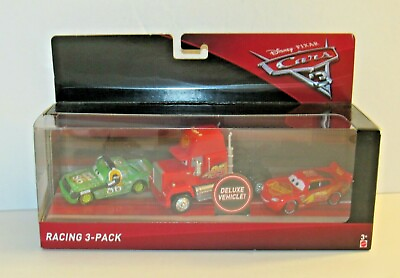 #ad Disney Pixar Cars 3 Diecast Racing 3 Pack Lightning McQueen Mack Chick Hicks NIP $14.97