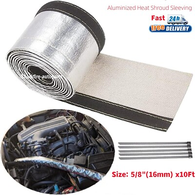 #ad 5 8quot; Metallic Heat Shield Sleeve Insulated Wire Hose Cover Wrap Loom Tube 10Ft $19.39