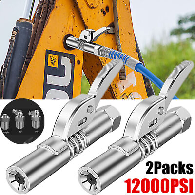 #ad 2x Grease Gun Coupler Quick Release Lock Oil Injection Nozzle 1 8” NPT 12000PSI $11.99