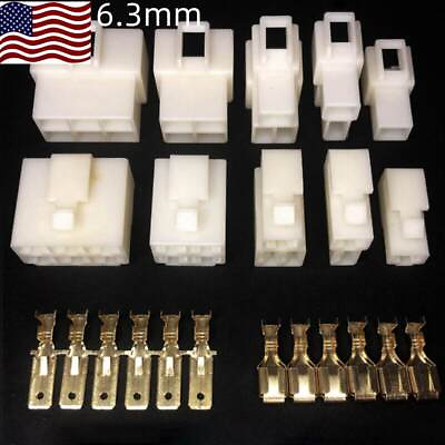 #ad 5 10 Sets 6.3mm 2 to 8 Pin Way Multi Plug Wire Connector Male Female Terminal $12.99