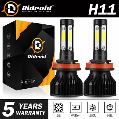 #ad 4 Side H11 LED Headlight H8 H9 Kits 2400W 360000LM Bulbs Power 6000K White BLACK $15.98