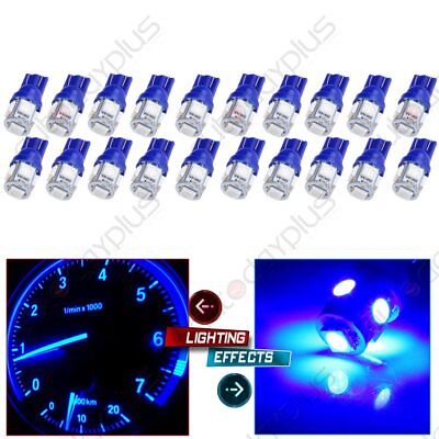 #ad 20pcs T10 194 168 LED Bulb Ultra Blue Instrument Cluster Panel Dashboard Light $11.79