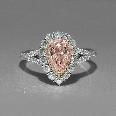 #ad 2.85 Ct Pink Pear Cut Lab Created Diamond Engagement 14k White Gold Finish Ring $70.00