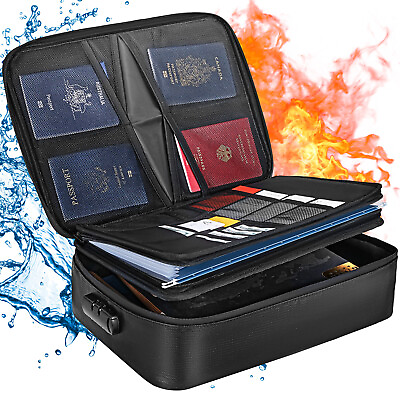 #ad VEVOR Fireproof Document Box 2000℉ Fireproof amp; Waterproof Document Bag with Lock $22.69