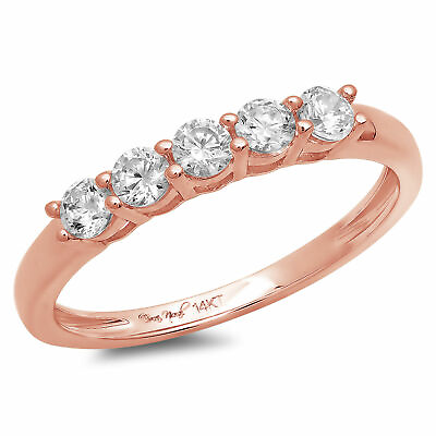 #ad 0.4 ct Round Cut Lab Created Diamond Stone 14K Rose Gold Stackable Band $483.47