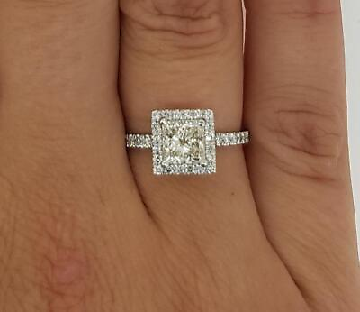 #ad 2.25 Ct Square Pave Princess Cut Diamond Engagement Ring SI1 D White Gold 18k $3186.00