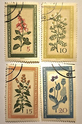 #ad E. Germany VINTAGE 1960 Medicinal Plants 4 Exceptional MINT OG FAST SHIPPING $2.64