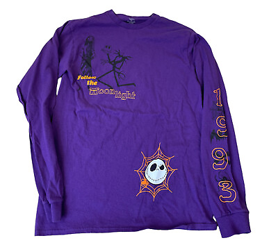 #ad Purple Tom Burton#x27;s The Nightmare Before Christmas S Long Sleeve Used T shirt $12.50