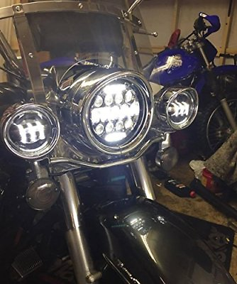 #ad 7″ Chrome Headlight LED Light Motorcycle Headlight with DRL Accent Lights 75W $89.98