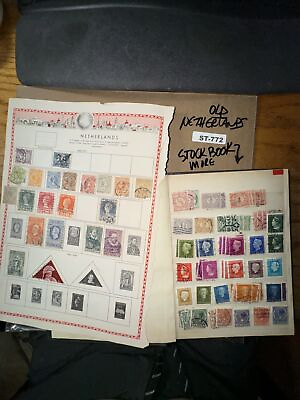 #ad VINTAGE WORLD STAMP LOT Old Netherlands Stamps with Stock Book ST 772 $10.99