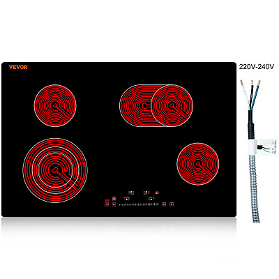 #ad VEVOR 30in Electric Cooktop 4 Burners Ceramic Glass Stove Top Touch Control $155.99