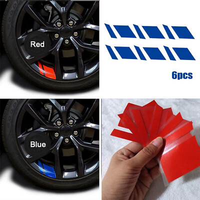 #ad 6pcs Red Blue Reflective Wheel Rim Hash Mark Sticker Decal For Chevy Dodge $6.99
