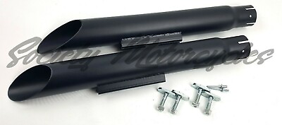 #ad For Harley Black Dyna Slash Cut Slice Cut Exhaust System 2.5quot; Straight Pipes HD $119.99