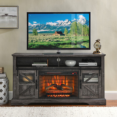#ad Wood Entertainment Center with 60 in Electric Fireplace TV Stand TVs Up To 70 in $436.99