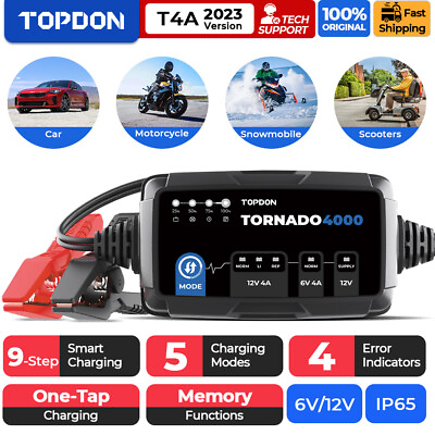 #ad TOPDON TORNADO4000 4 Amp Fully Automatic Car Battery Charger Powerful Maintainer $45.99