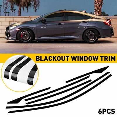 #ad Chrome Delete Blackout Overlay for 2016 21 Honda Civic Sedan Window Trim BLACK $10.99