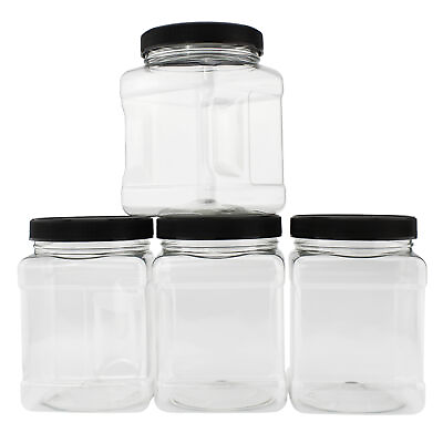 #ad 32oz Clear Square Plastic Jars 4pk 4 Cup Capacity Canisters $18.99