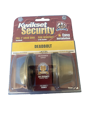#ad KWIKSET Security Deadbolt Single Cylinder 1quot; Solid Core Antique Brass NEW $19.99