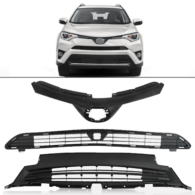 #ad Fit Toyota RAV4 2016 2017 2018 LE Front Upper amp; Lower Grille Grill Set $125.14