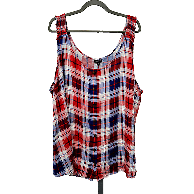 #ad Torrid Sleeveless Plaid Cami Top Button Front Womens Size 6X Red White amp; Blue $16.81
