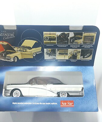 #ad Sun Star Platinum 1958 Buick Limited Open Convertible White 1:18 scale DieCast $139.95