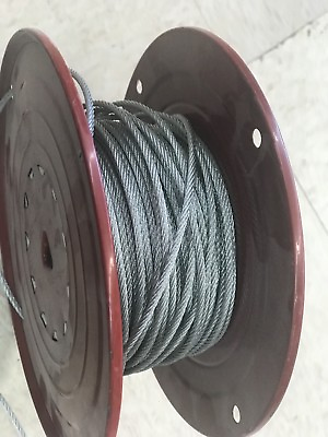#ad 1 8 Diameter x 250 Foot Red Galvanized Aircraft Cable 2G9B125 0025 amp; Pulleys $55.00