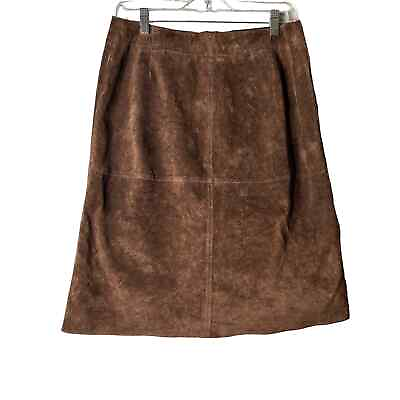 #ad Isaac Mizrahi for Target Leather Skirt Womens 8 Brown Front Zip Up Pencil $19.95