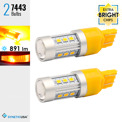 #ad 2X 7443 High Power Yellow Super Bright LED Rear Turn Signal Blinker Light Bulbs $12.14