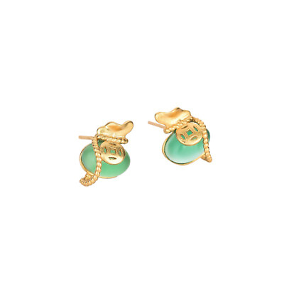 Hot Biyu Fortune Bag Ear Studs Palace Style Accessories Ear Hook 18K Gold Plated $13.79