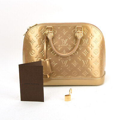 #ad Louis Vuitton Alma PM Monogram Vernis Patent Leather Top Handle Handbag Receipt $699.99