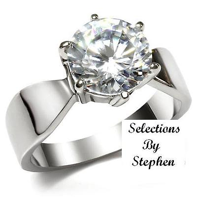 #ad PLATINUM STEEL ALLOY 3 CARAT PERFECT CUT SIMULATED MOISSANITE RING SIZE 91 4 $129.99