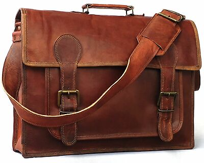 18quot; Vintage Briefcase Satchel Soft Leather Laptop Messenger Bag Shoulder Men JSV $59.49