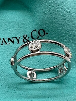#ad NEW Tiffany amp; Co. Elsa Peretti Double Wire Diamond ring Platinum 950 $1499.00