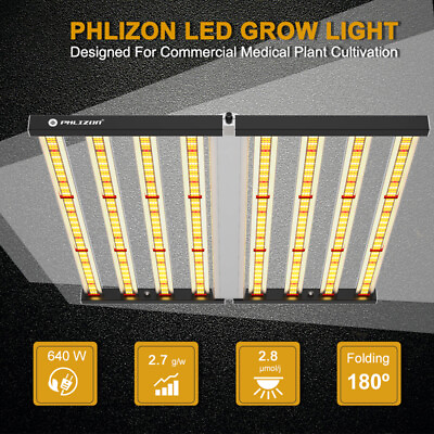 #ad 640W 8Bar Full Spectrum LED Grow Light Foldable for Indoor Commercial Veg Bloom $349.49